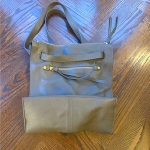 Kooba Fairfield Stylish Gray Leather convertible backpack shoulder bag